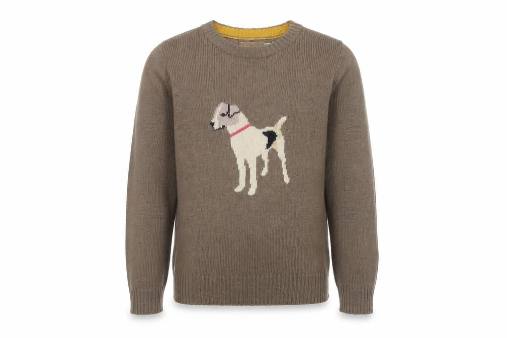 Little Joule Girls Brown Dog Knit Pullover Jumper 11-12 Years