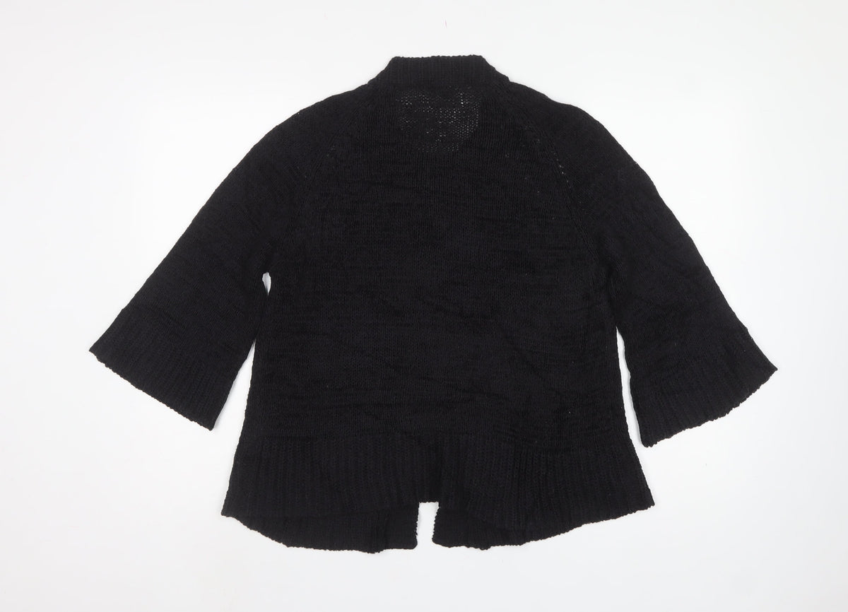 Bhs Women's Black UK 16 Chunky Knit Button Cardigan Bell Sleeve