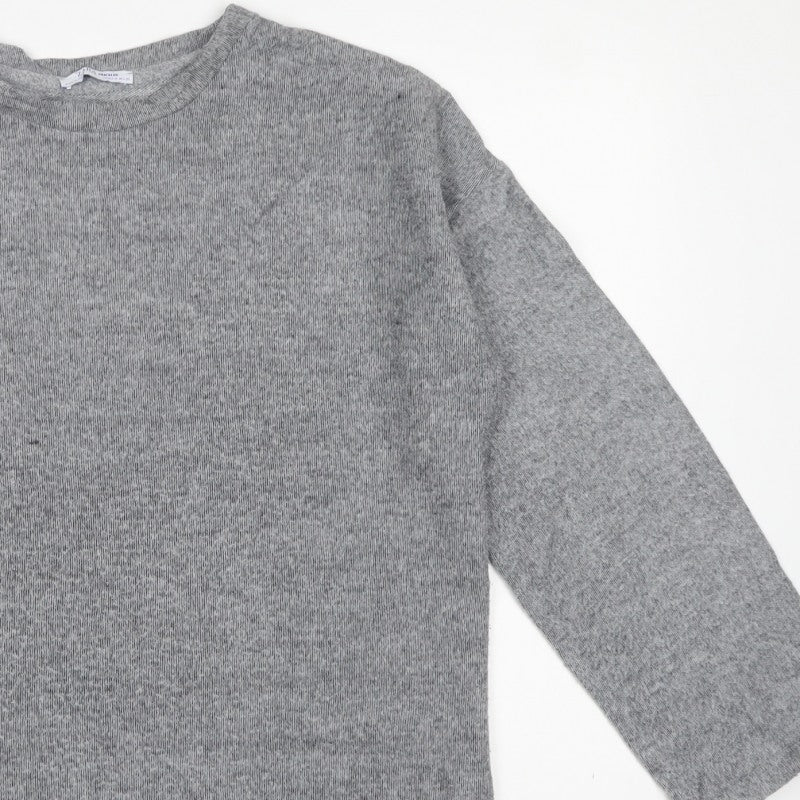 Zara Trafaluc Women Grey M Crew Neck Knit Pullover Jumper