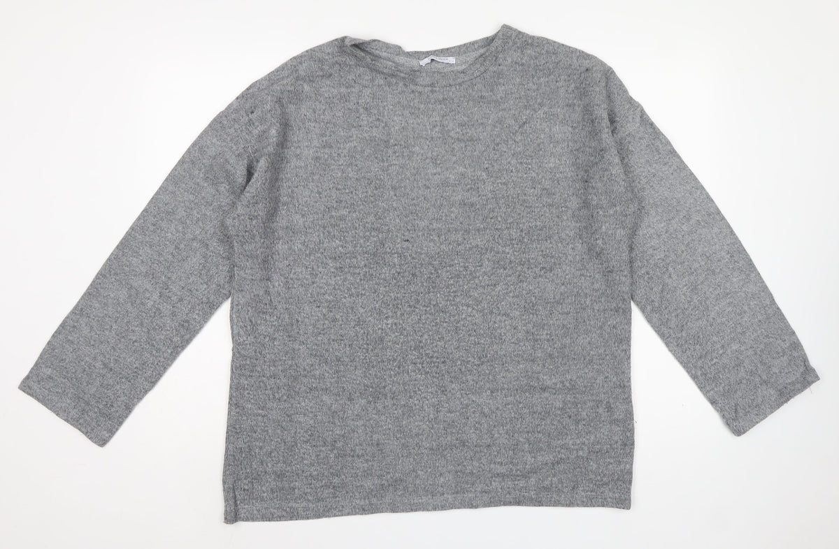 Zara Trafaluc Women Grey M Crew Neck Knit Pullover Jumper