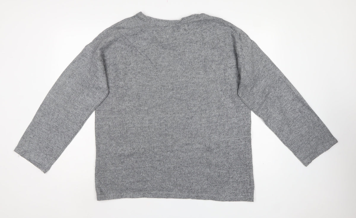 Zara Trafaluc Women Grey M Crew Neck Knit Pullover Jumper