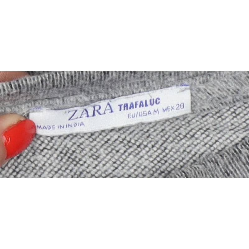 Zara Trafaluc Women Grey M Crew Neck Knit Pullover Jumper