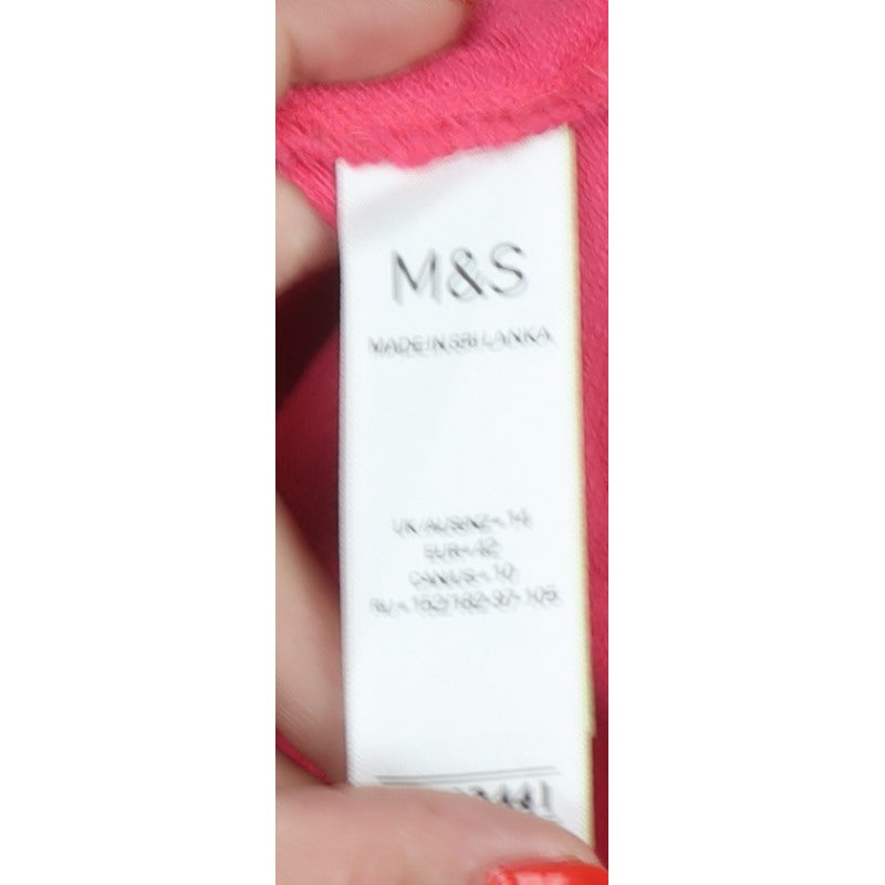 Marks and Spencer Women's Pink UK 14 Pullover Hoodie Cotton Blend