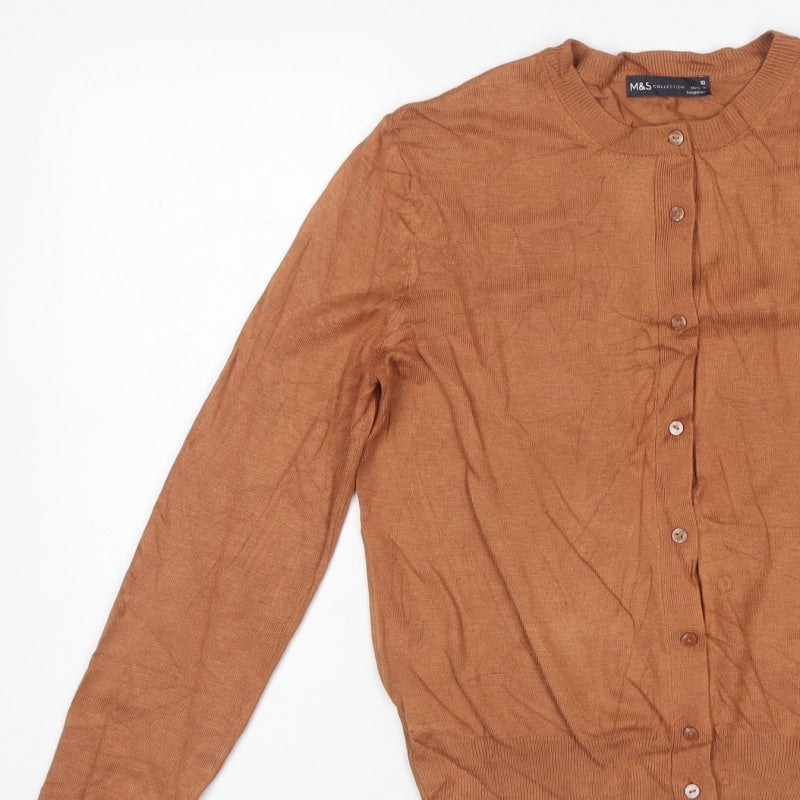 Marks and Spencer Women’s Brown Size 10 Round Neck Button Cardigan