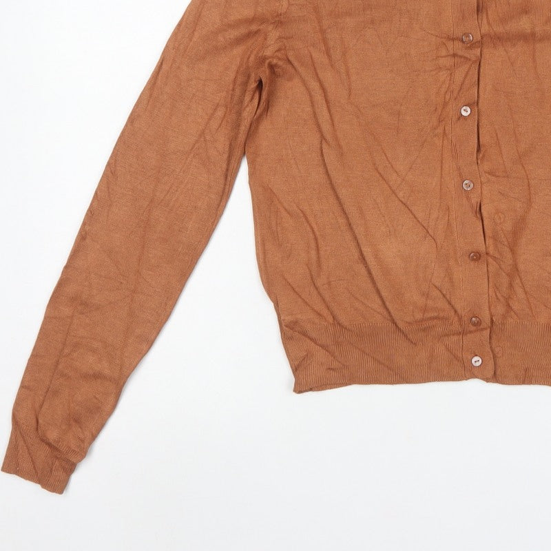Marks and Spencer Women’s Brown Size 10 Round Neck Button Cardigan