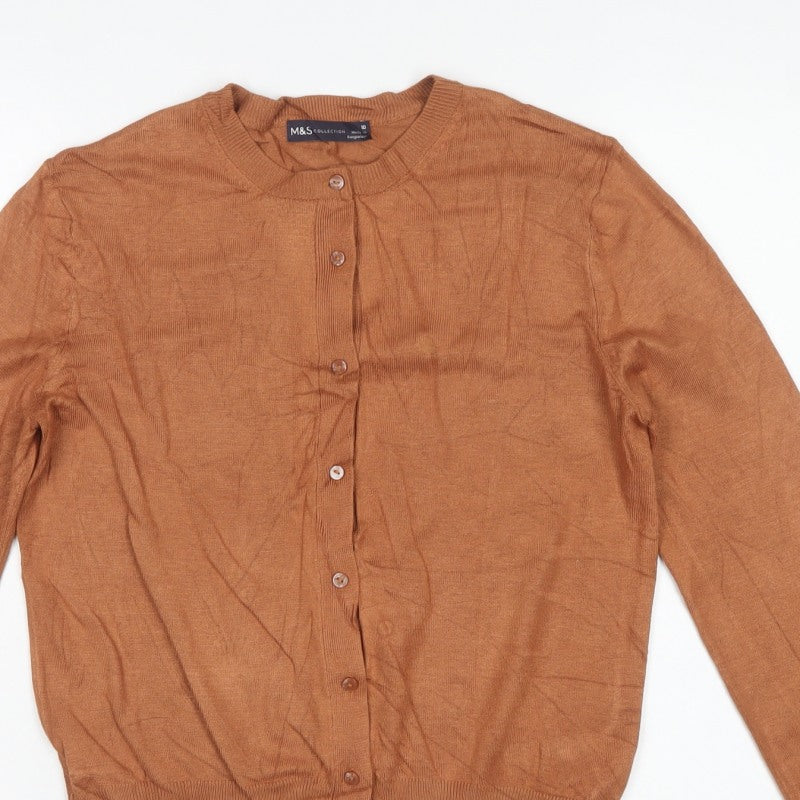 Marks and Spencer Women’s Brown Size 10 Round Neck Button Cardigan