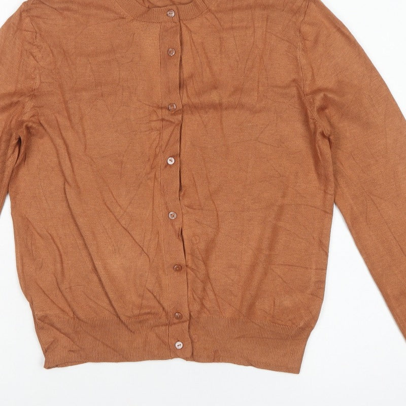 Marks and Spencer Women’s Brown Size 10 Round Neck Button Cardigan