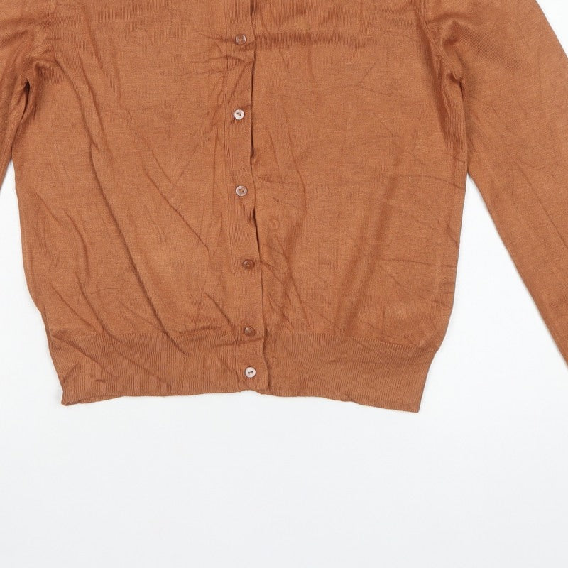 Marks and Spencer Women’s Brown Size 10 Round Neck Button Cardigan