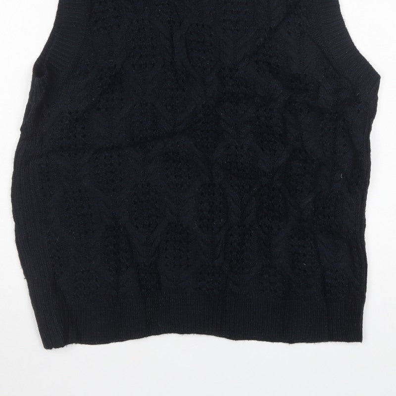 Marks and Spencer Women’s Black L Cable-Knit Sleeveless Jumper Vest