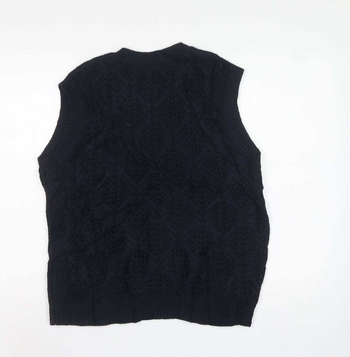 Marks and Spencer Women’s Black L Cable-Knit Sleeveless Jumper Vest