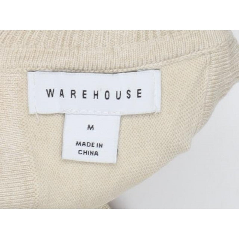 Warehouse Women Ivory M Knit Fringe Backless Maxi Dress