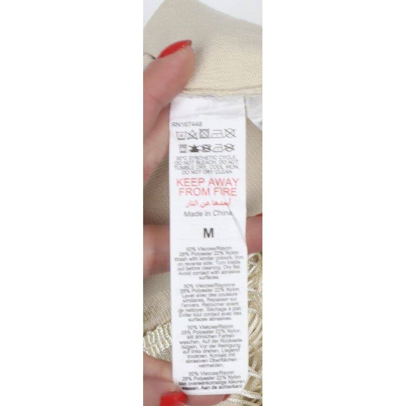 Warehouse Women Ivory M Knit Fringe Backless Maxi Dress