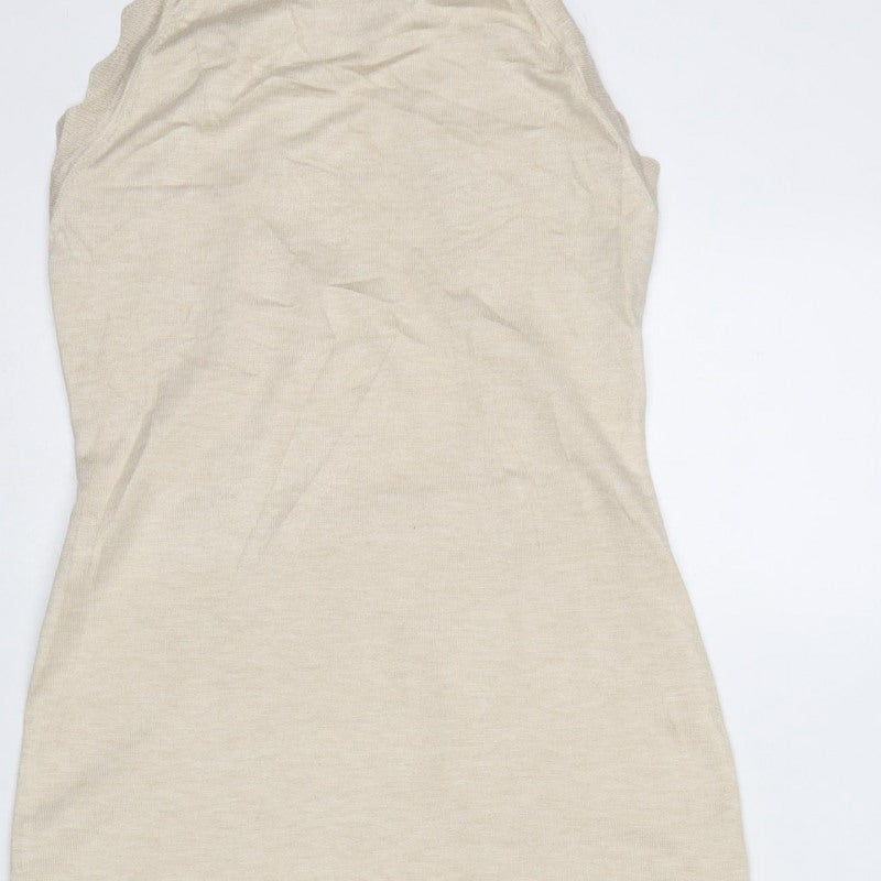Warehouse Women Ivory M Knit Fringe Backless Maxi Dress