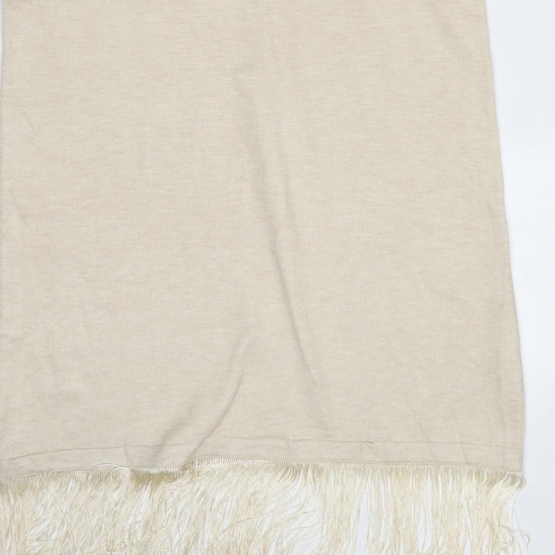 Warehouse Women Ivory M Knit Fringe Backless Maxi Dress