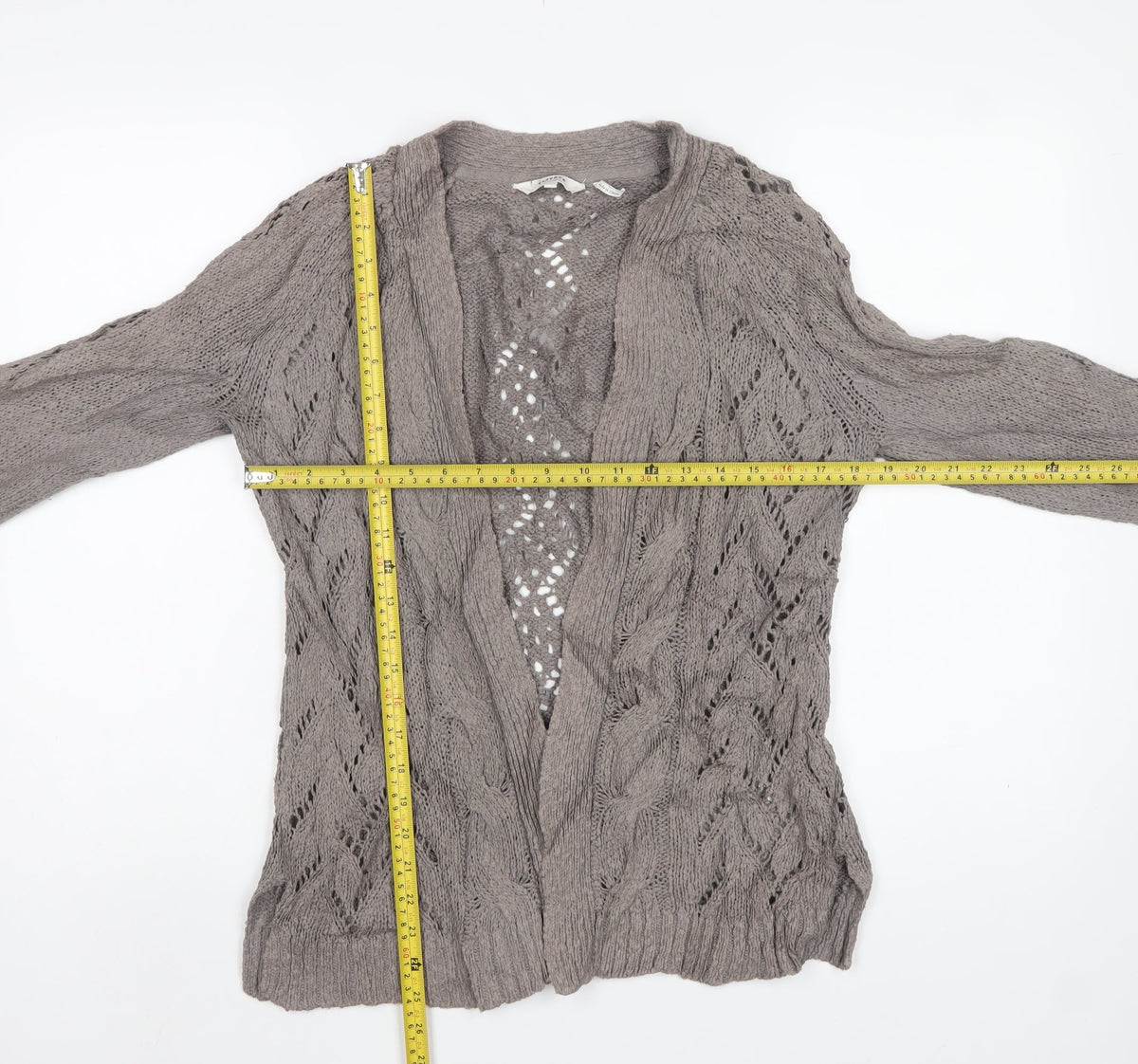 Fat Face Women’s Grey Size 12 Open Cable Knit Cardigan