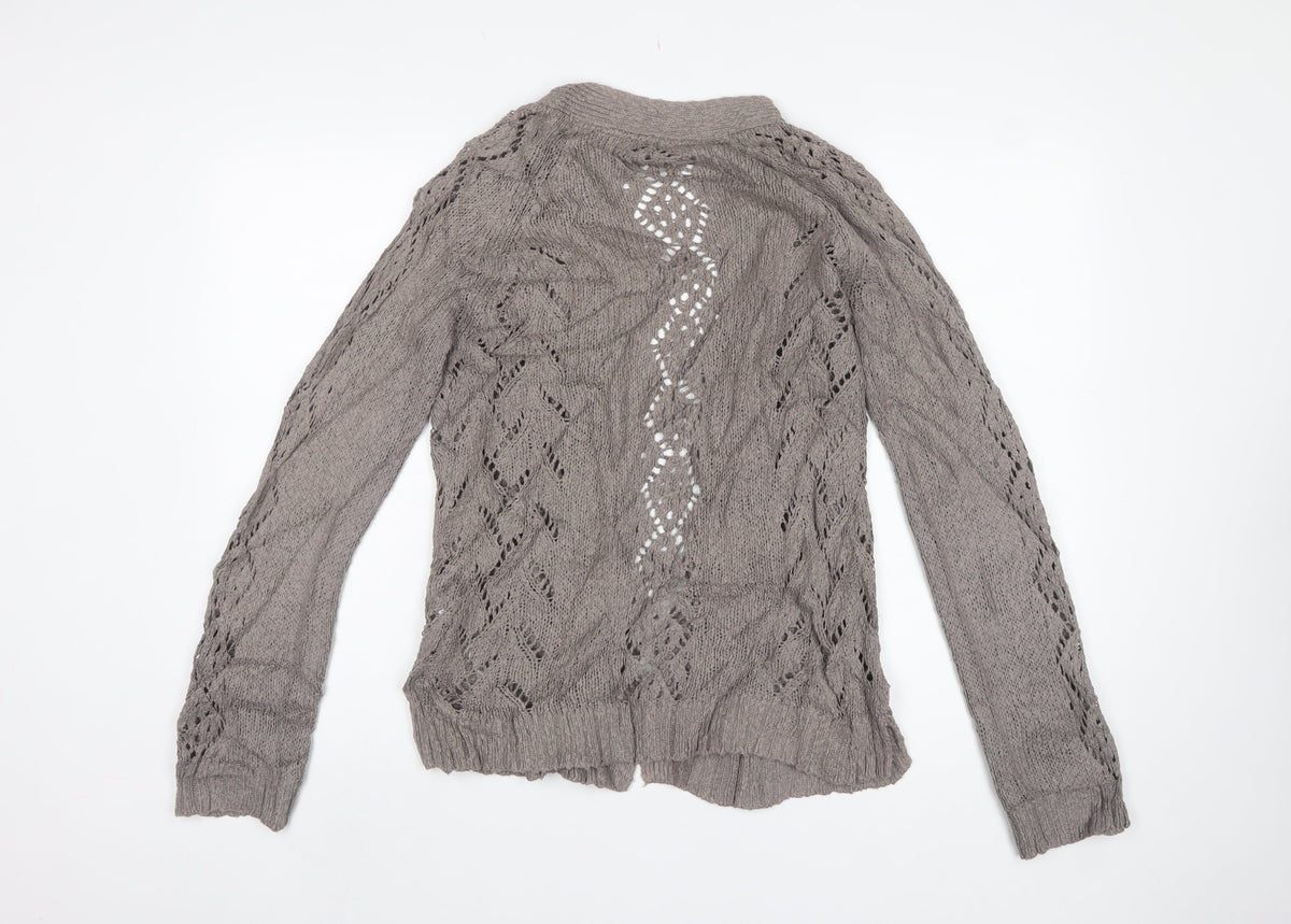 Fat Face Women’s Grey Size 12 Open Cable Knit Cardigan