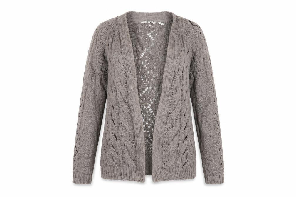 Fat Face Women’s Grey Size 12 Open Cable Knit Cardigan