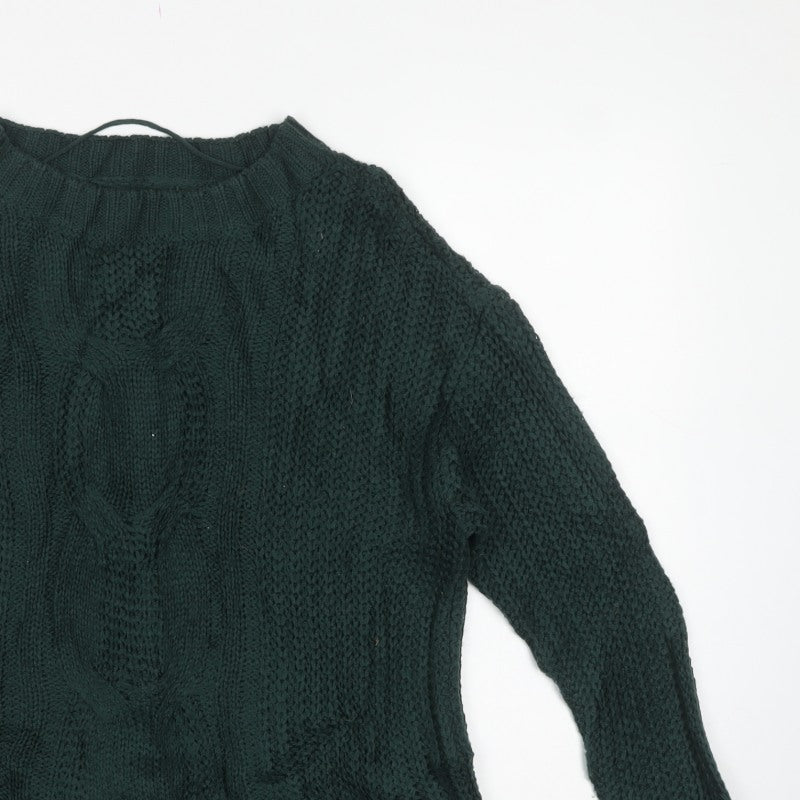Vero Moda Women’s Green L Cable Knit Crew Neck Pullover Jumper