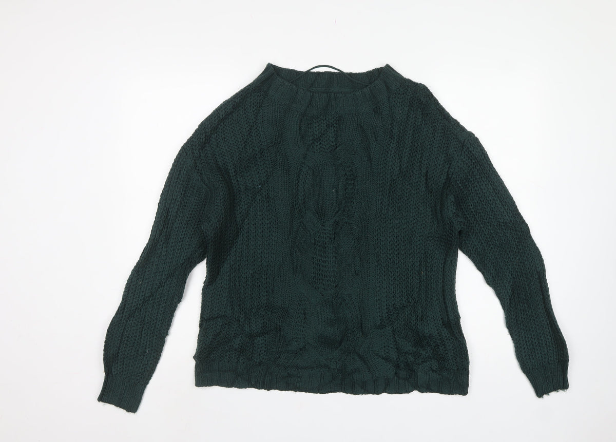 Vero Moda Women’s Green L Cable Knit Crew Neck Pullover Jumper