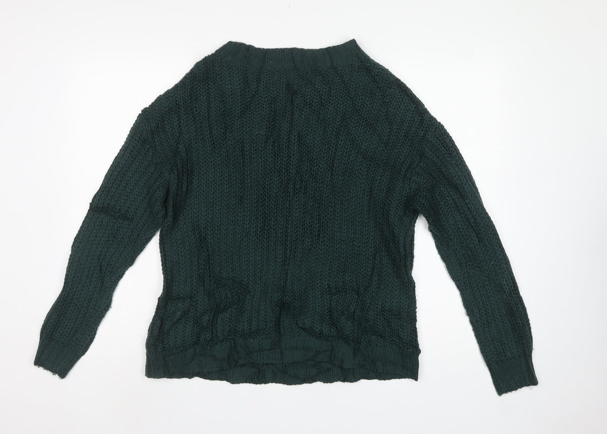 Vero Moda Women’s Green L Cable Knit Crew Neck Pullover Jumper