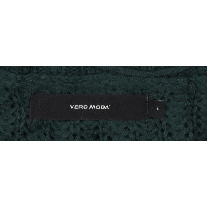 Vero Moda Women’s Green L Cable Knit Crew Neck Pullover Jumper