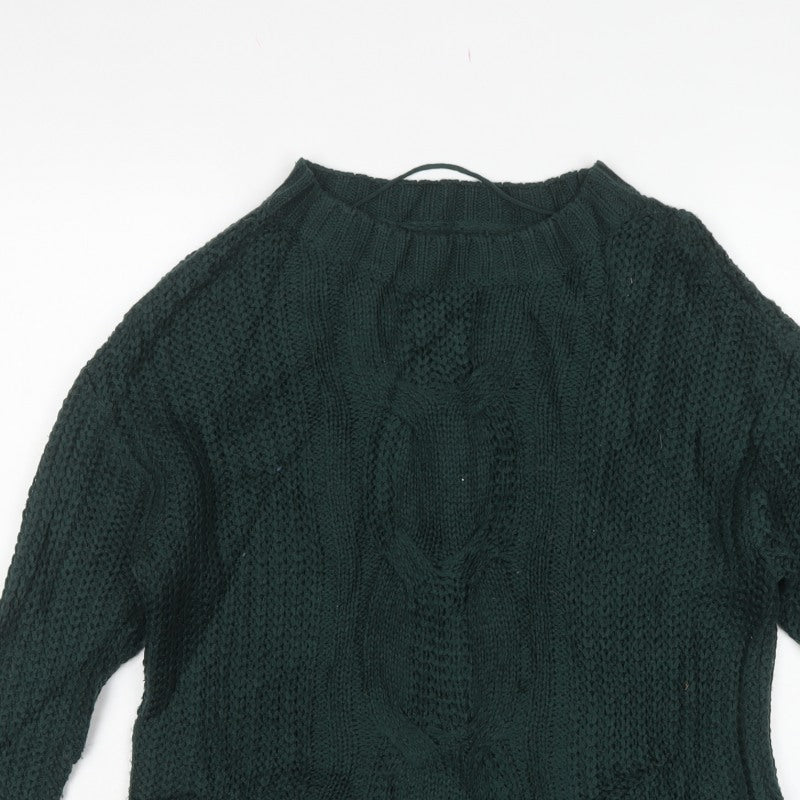 Vero Moda Women’s Green L Cable Knit Crew Neck Pullover Jumper