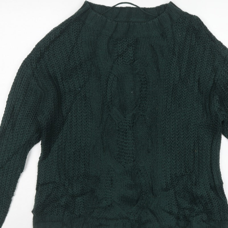 Vero Moda Women’s Green L Cable Knit Crew Neck Pullover Jumper