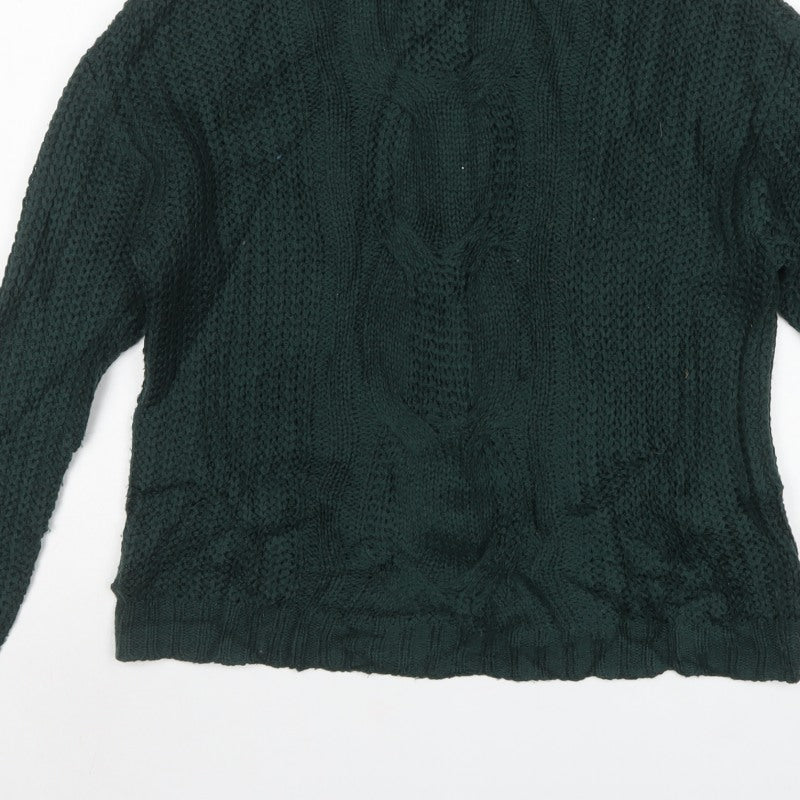Vero Moda Women’s Green L Cable Knit Crew Neck Pullover Jumper