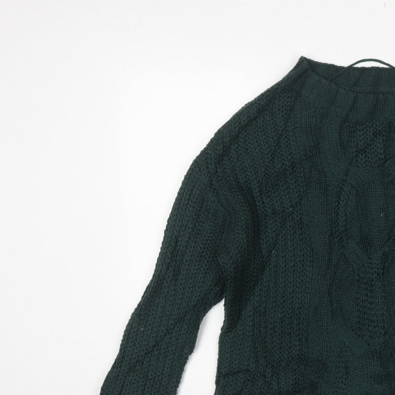Vero Moda Women’s Green L Cable Knit Crew Neck Pullover Jumper