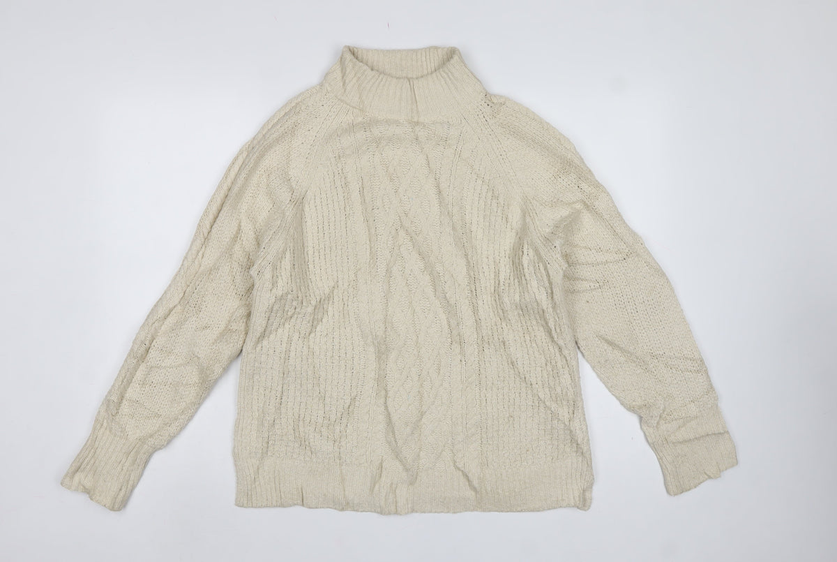 White Stuff Women’s Ivory UK 10 Cable Knit Roll Neck Jumper