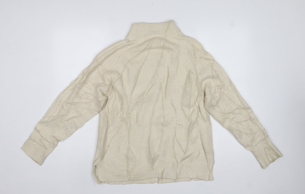White Stuff Women’s Ivory UK 10 Cable Knit Roll Neck Jumper