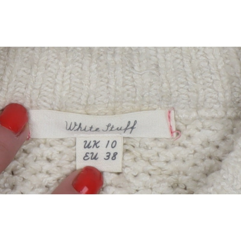 White Stuff Women’s Ivory UK 10 Cable Knit Roll Neck Jumper