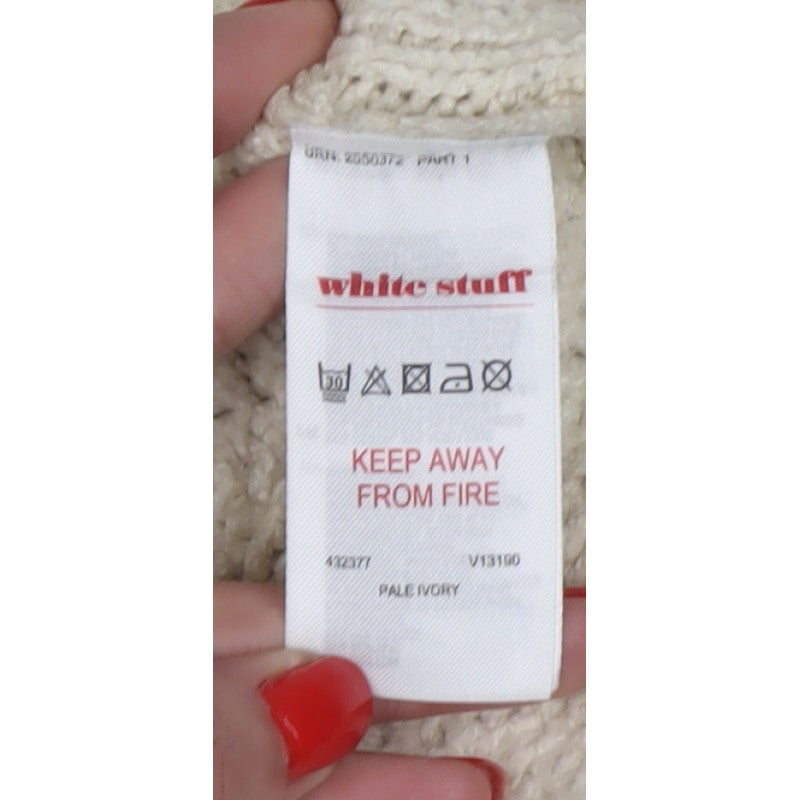 White Stuff Women’s Ivory UK 10 Cable Knit Roll Neck Jumper