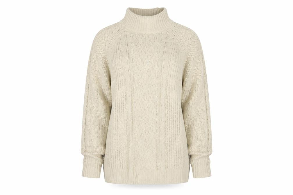 White Stuff Women’s Ivory UK 10 Cable Knit Roll Neck Jumper