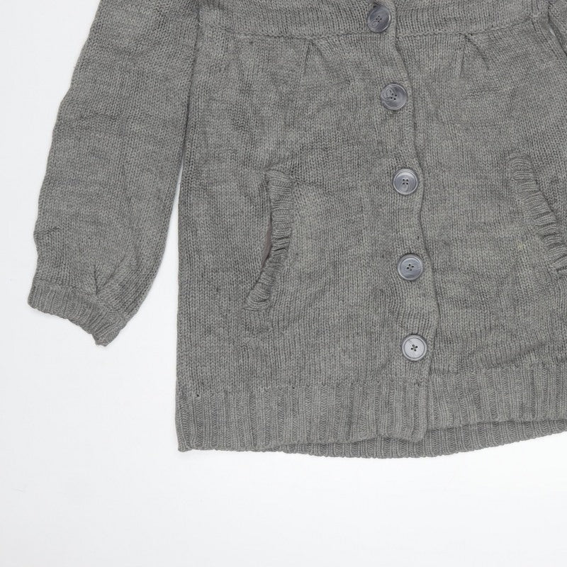 H&M Women Grey S Chunky Knit Button Pocket Cardigan