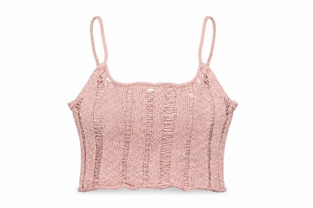 Urban Outfitters Women Pink M Knit Cropped Camisole Strappy Tank Top