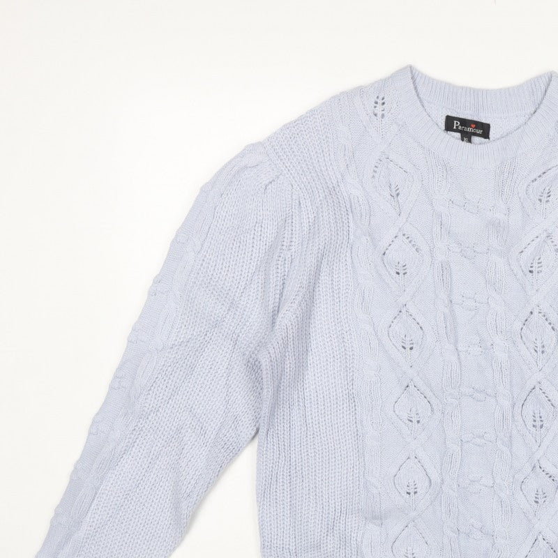 Paramour Women’s Blue XL Cable-Knit Crew Neck Acrylic Pullover Jumper