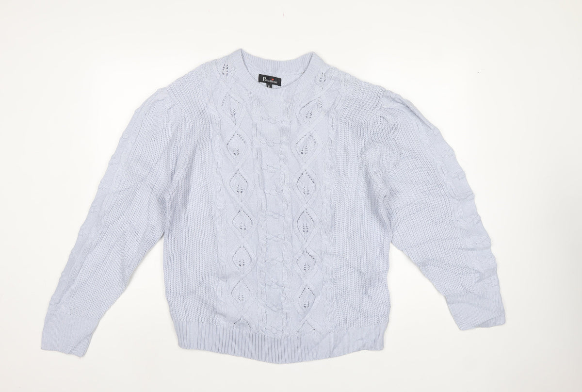 Paramour Women’s Blue XL Cable-Knit Crew Neck Acrylic Pullover Jumper