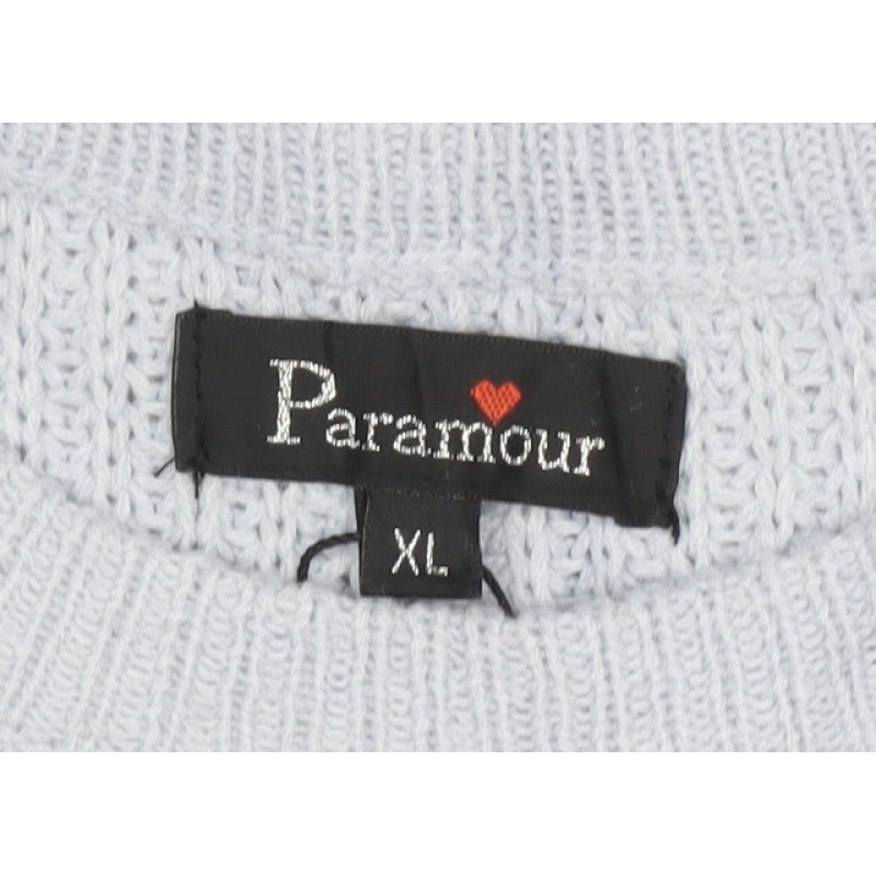 Paramour Women’s Blue XL Cable-Knit Crew Neck Acrylic Pullover Jumper