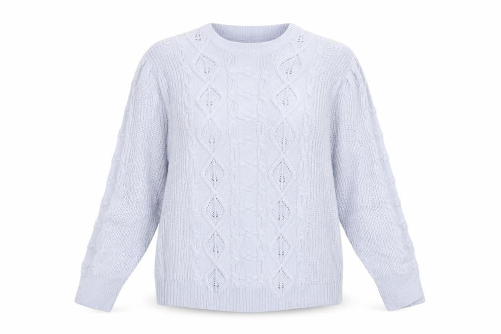 Paramour Women’s Blue XL Cable-Knit Crew Neck Acrylic Pullover Jumper