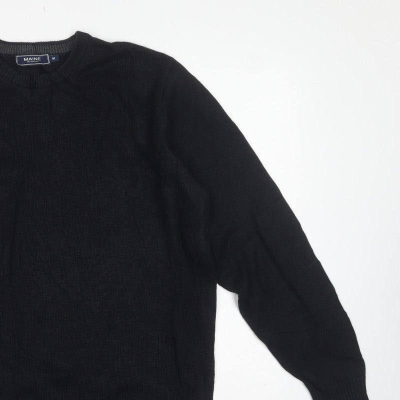 Maine New England Men’s Black M Crew Neck Knit Pullover Jumper