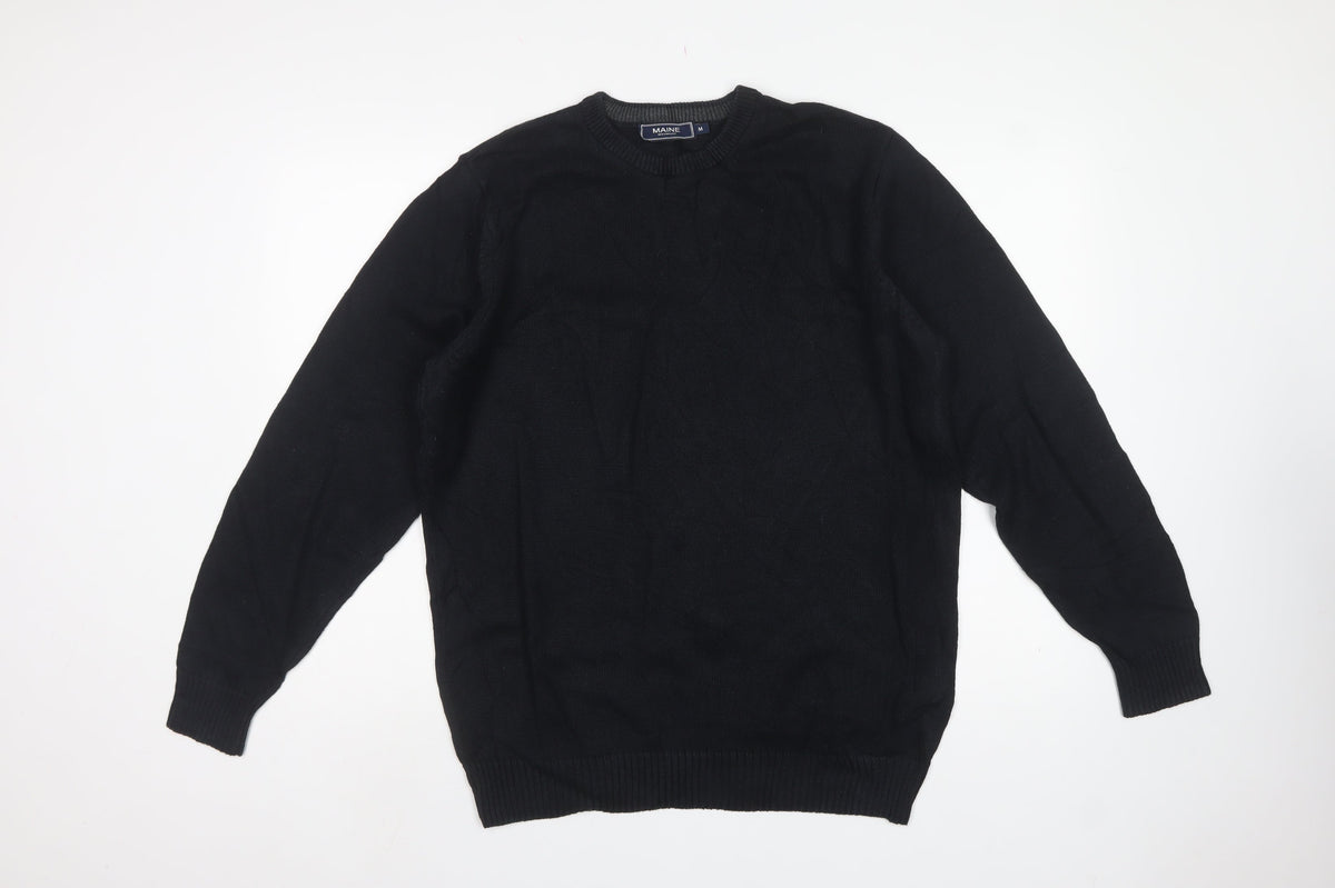 Maine New England Men’s Black M Crew Neck Knit Pullover Jumper