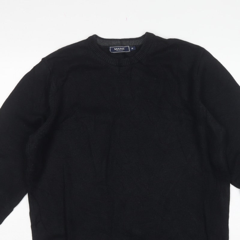 Maine New England Men’s Black M Crew Neck Knit Pullover Jumper