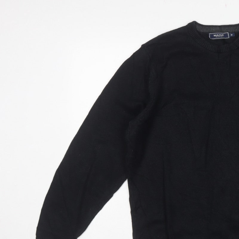 Maine New England Men’s Black M Crew Neck Knit Pullover Jumper