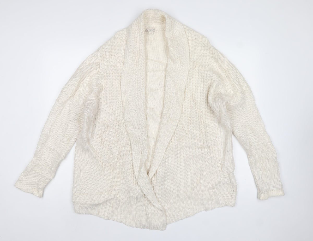 Gap Women Ivory S Chunky Knit Open Cowl Neck Cardigan