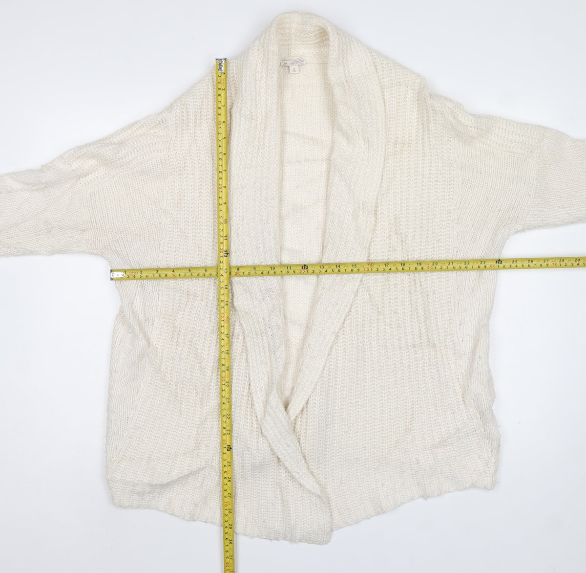Gap Women Ivory S Chunky Knit Open Cowl Neck Cardigan
