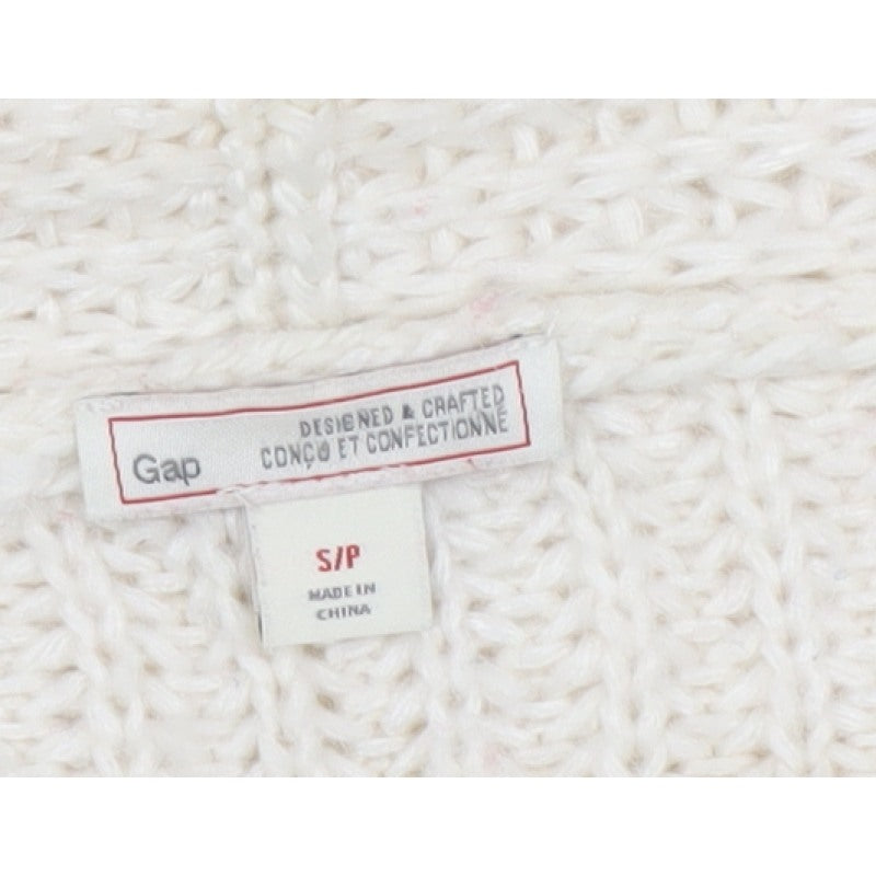 Gap Women Ivory S Chunky Knit Open Cowl Neck Cardigan