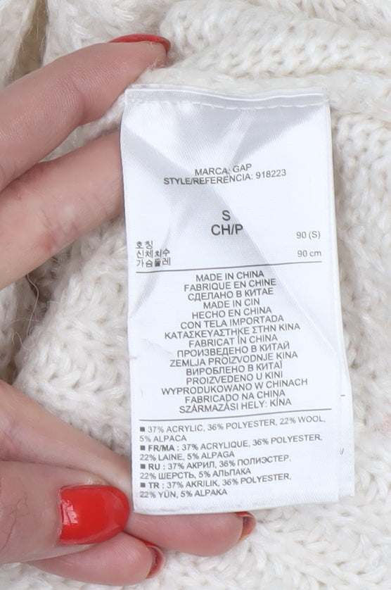 Gap Women Ivory S Chunky Knit Open Cowl Neck Cardigan