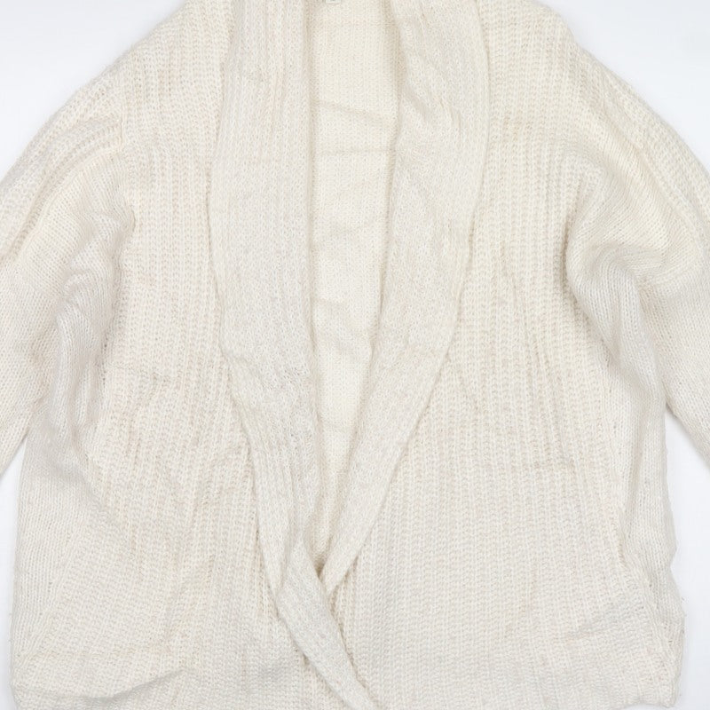 Gap Women Ivory S Chunky Knit Open Cowl Neck Cardigan