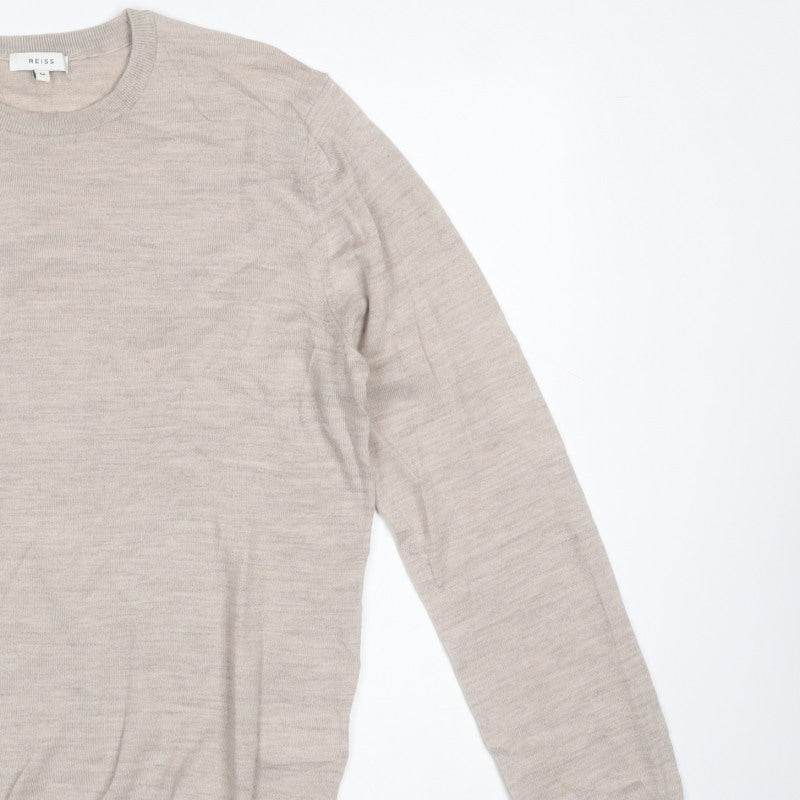 Reiss Women’s Beige 100% Wool Crew Neck Fine Knit Pullover Jumper M